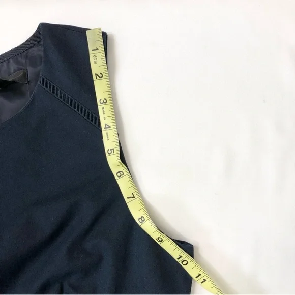 J Crew Cotton Blend Navy Blue Ladder Stitch Pockets Sheath Career Dress 10P - Picture 12 of 15